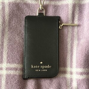 Kate Spade Black Card Wallet with Gold Accents
